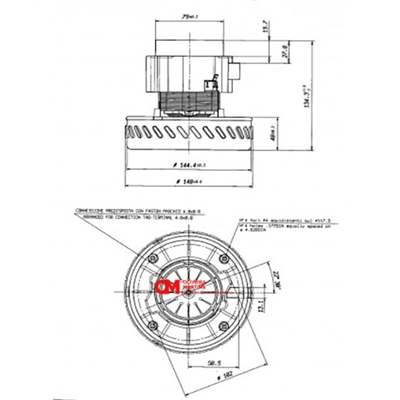 MOTOR ASPIRADOR UNIVERSAL 1000W     BAIXO #4 - 814101